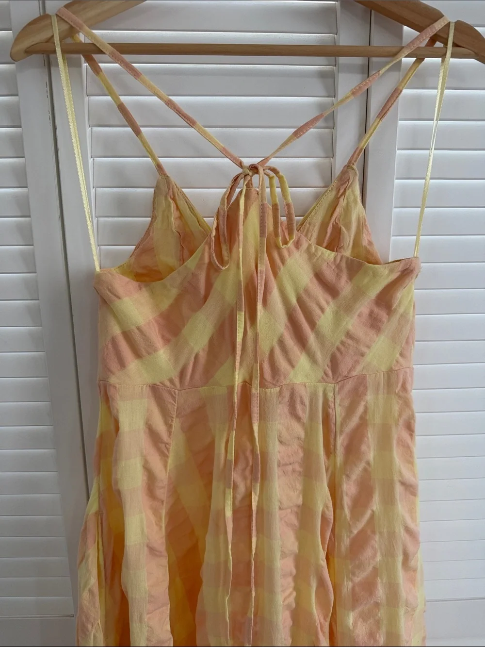 Free People Peach and Yellow Striped Tie-Back Maxi Dress